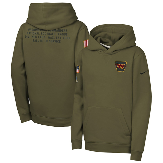 Youth Olive Washington Commanders 2025 Salute to Service Club Fleece Hoodie